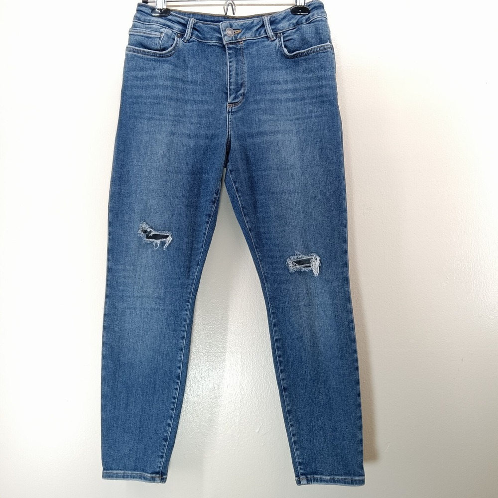 AllSaints Jeans Womens Large Blue Miller Distressed Stretch Denim